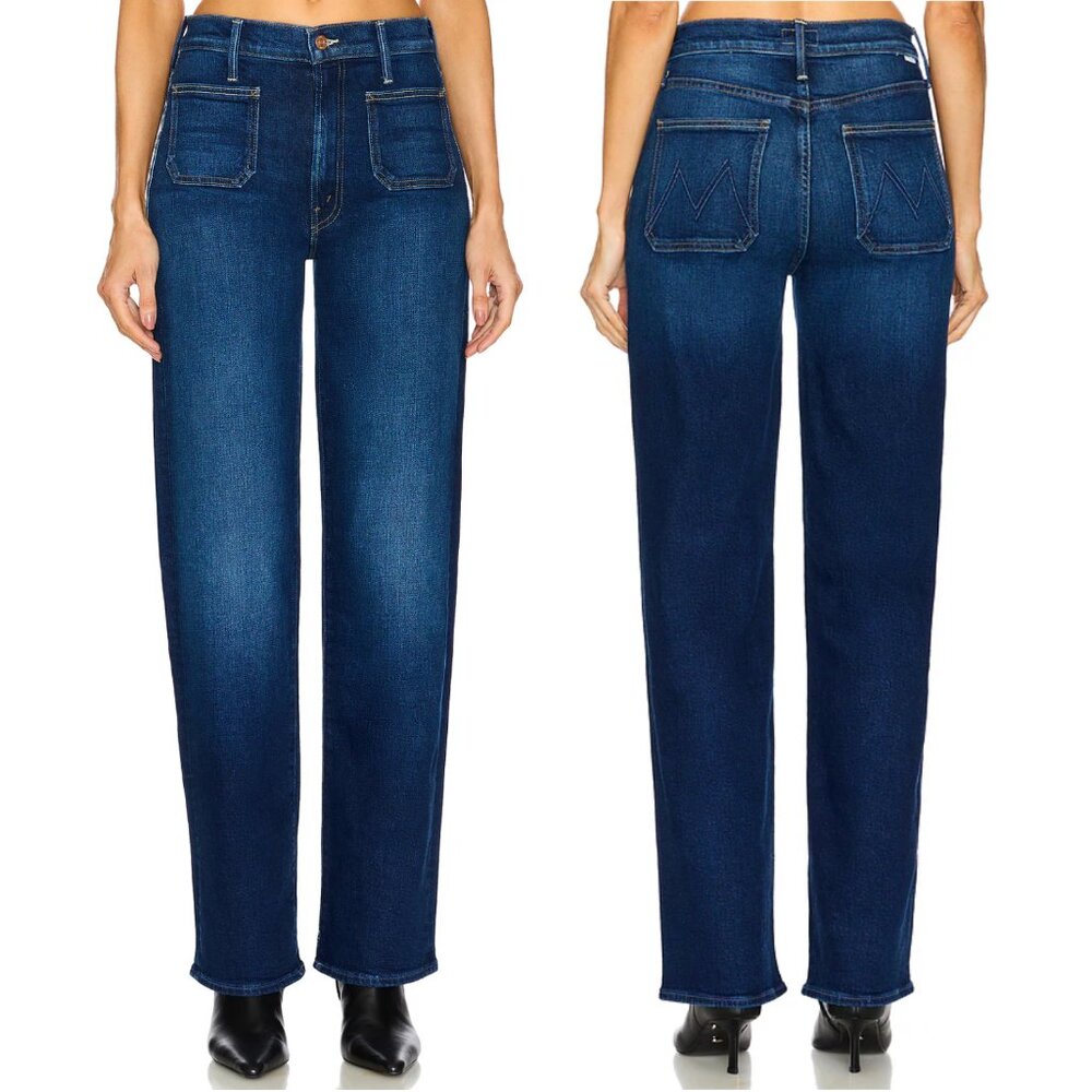 MOTHER The Patch Pocket Rambler Zip Sneak Jean Size 24 NWT